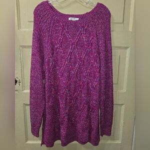 Studio Works Multicolor Pink Knit Long Sleeve Sweater Top EUC Size: 2X
